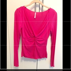 Beautiful fuchsia deep V Neck Top